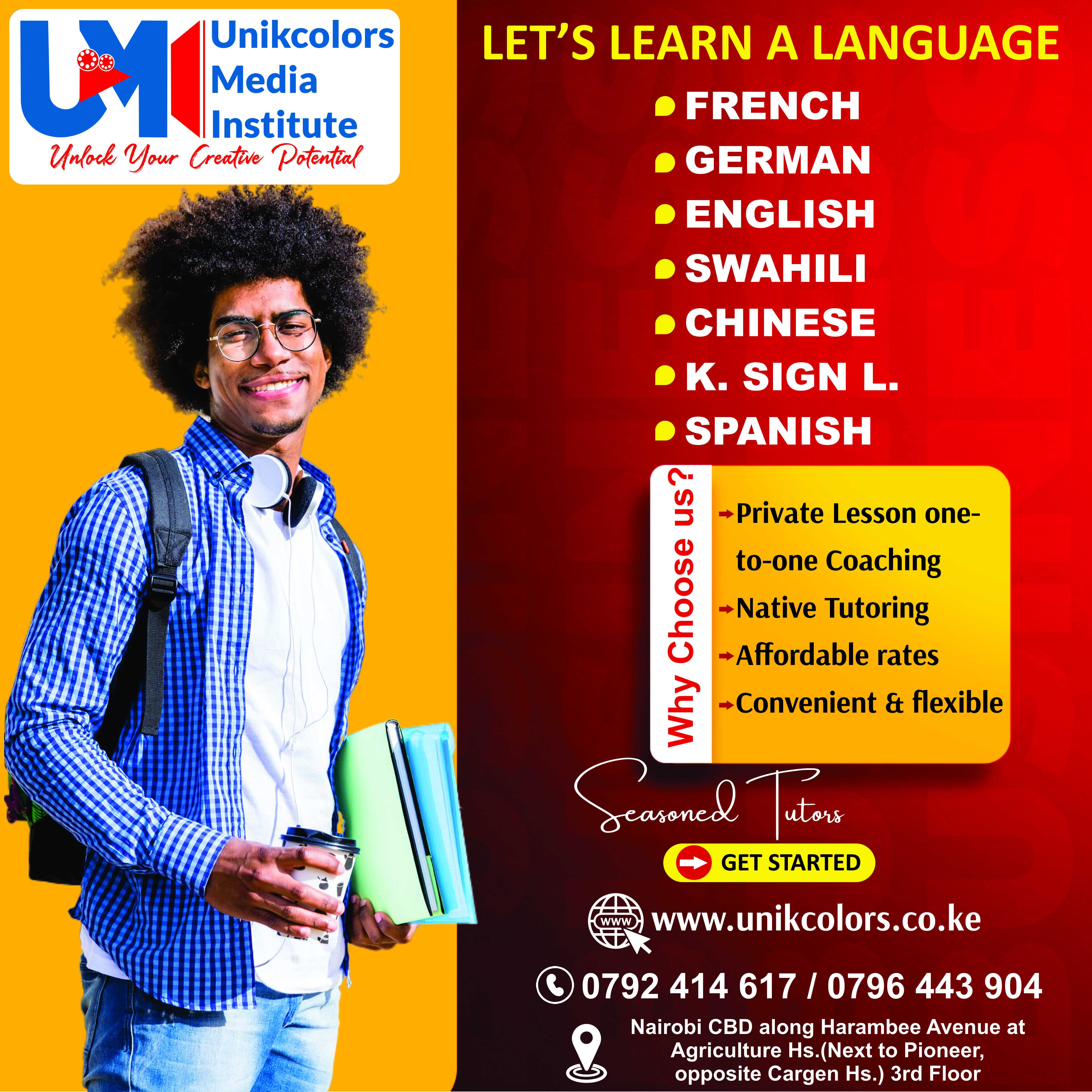 LANGUAGE TRAINING CETRE - GERMAN, ENGLISH, FRENCH, CHINESE, SPANISH, SWAHILI, KENYA SIGN LANGUAGE